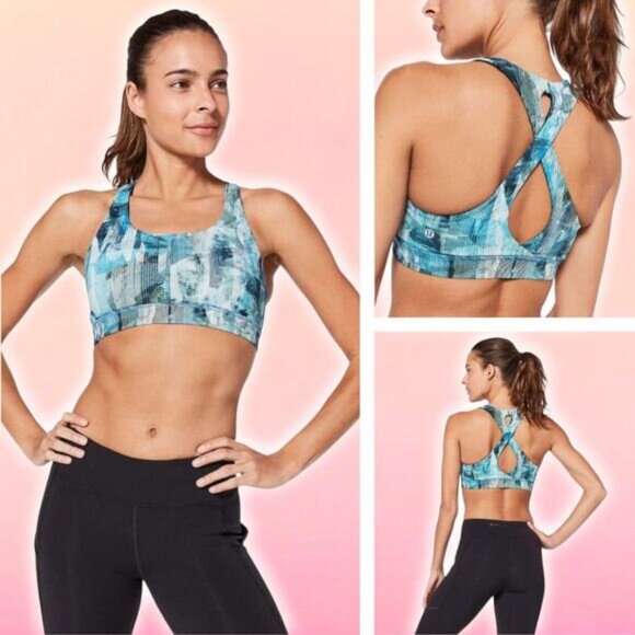 LULULEMON Time To Sweat Bra Size 6 Sun Dazed Multi Blue - Picture 1 of 6